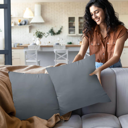 Utopia Bedding 22x22 Pillow Inserts - Set of 2 Grey Decorative Throw Pillows for Sofa & Couch - Soft & Fluffy Cushions