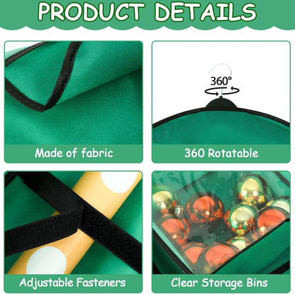 Skiennix Gift Wrapping Paper Organizer - Double-Sided Over The Door Storage | 48x24 Inch, Green