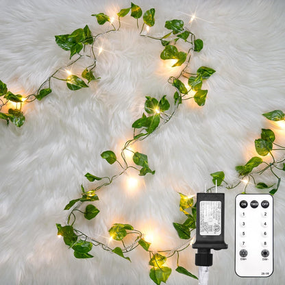 Suddus 33ft Pothos String Lights - 100 LED Fairy Lights with Remote for Bedroom, Garden, Party Decor (Warm White)