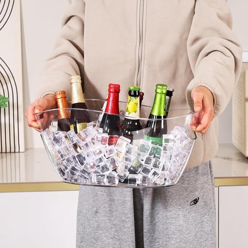 Ice Bucket 2 PCS, Acrylic Ice Bucket for Parties, Mimosa Bar Supplies, Beverage Tub for Champagne Beer, Sparkling, Wine, Cocktails(7L-Clear)