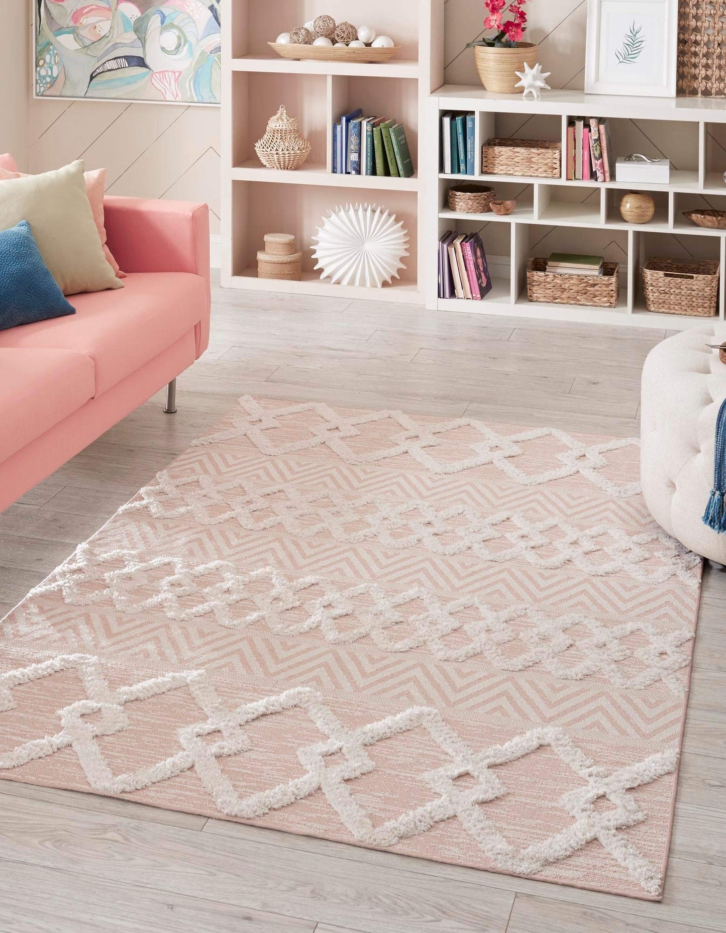 Unique Loom Sabrina Soto Casa Collection Area Rug - Valencia (4' 5'' x 6' Rectangle, Pink/ Ivory)