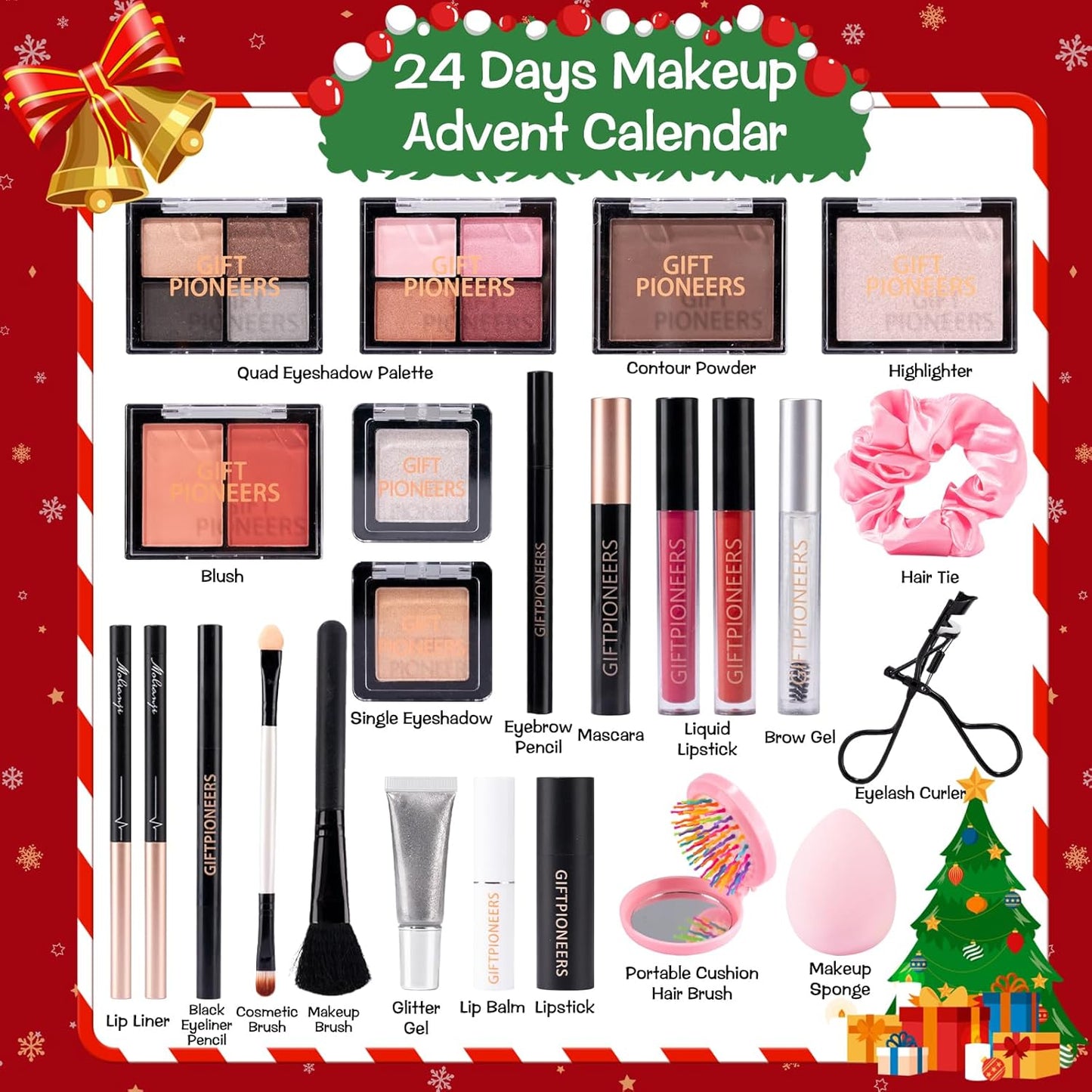 Skiennix Makeup Advent Calendar 2025 - 24-Day Christmas Beauty Countdown Set for Women & Teens