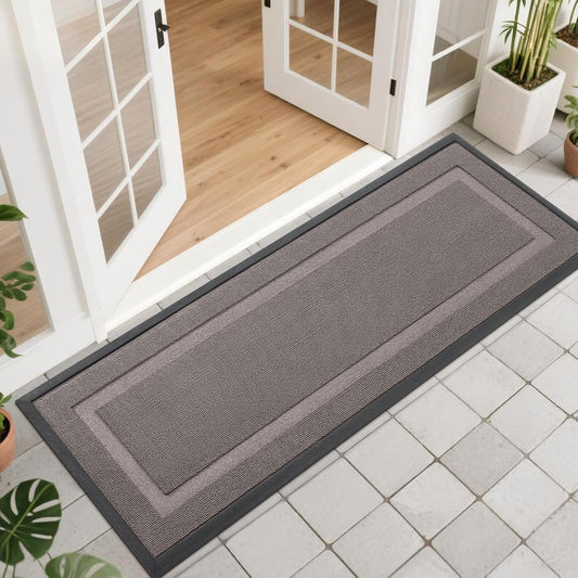 OLANLY Waterproof Front Door Mat - All-Season Indoor/Outdoor Doormat, Easy Clean, 47x17, Taupe