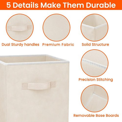 Criusia Storage Cubes - 11-Inch Heavy-Duty Fabric Organizers | 8-Pack Collapsible Bins for Clothes, Toys & Blankets - Beige
