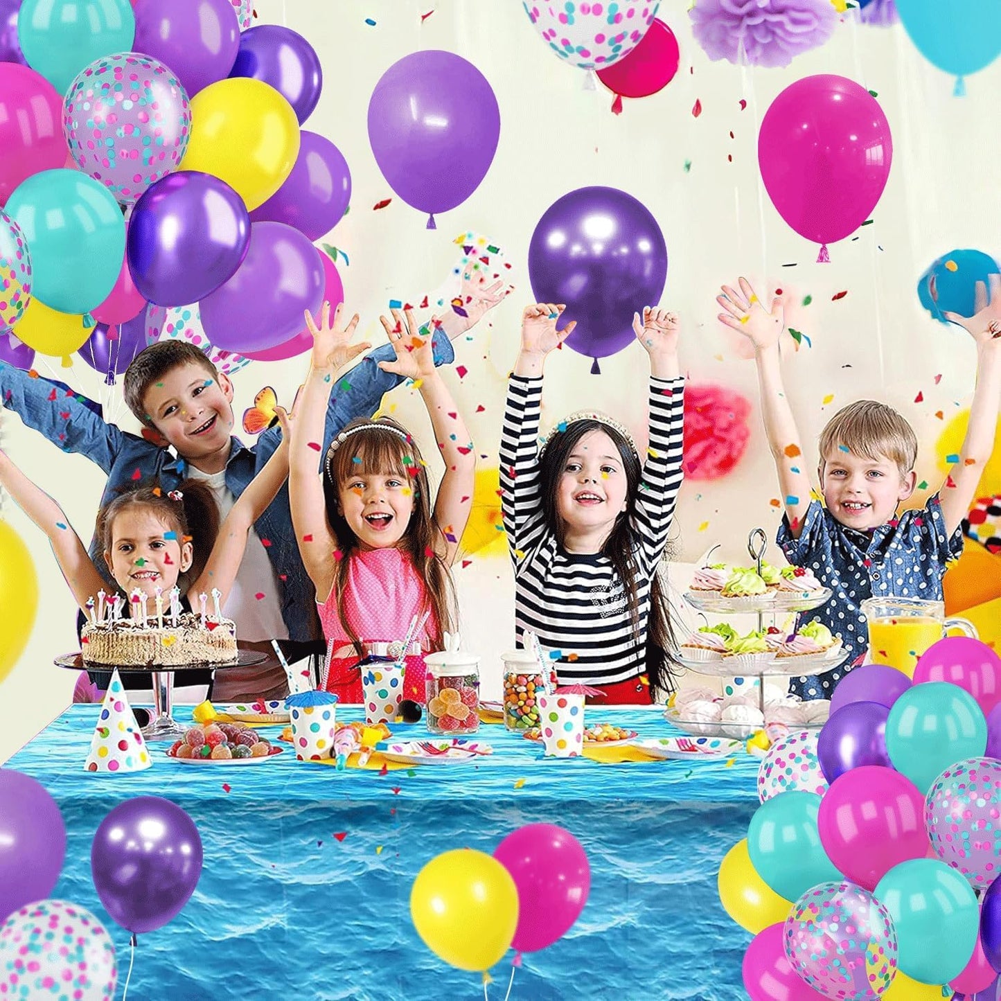 Skiennix Pink Blue Purple Balloons - 50 Pcs 12 Inch Metallic Confetti for Birthday & Baby Shower Decor