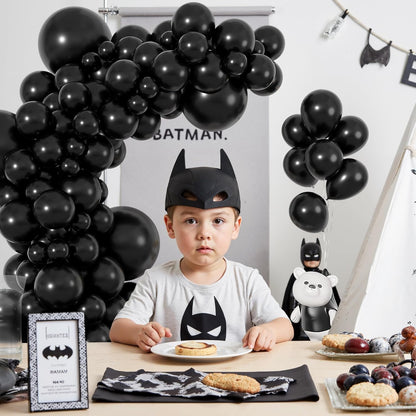 Ouddy Life Black Balloon Garland Kit - 164 Pcs Matte Latex Balloons in Various Sizes for Parties & Events
