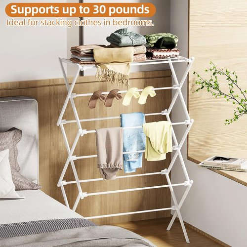Drying Rack | Skiennix 3-Tier Foldable Clothes Drying Rack - Antirust Design for Indoor & Outdoor Use, White