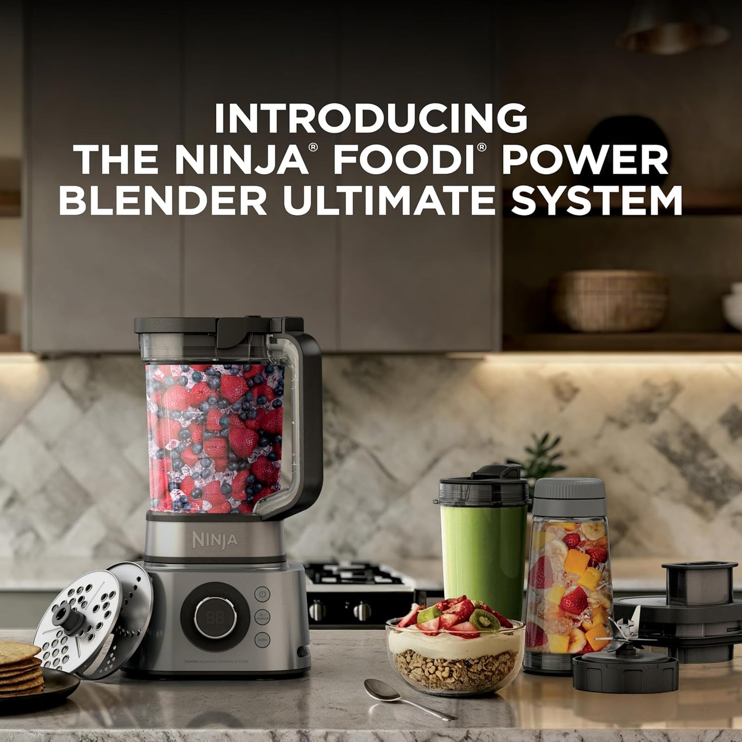 Ninja Blender - Food Processor Combo | Power Blender System for Smoothies & Shakes, 72-Oz Pitcher, Silver