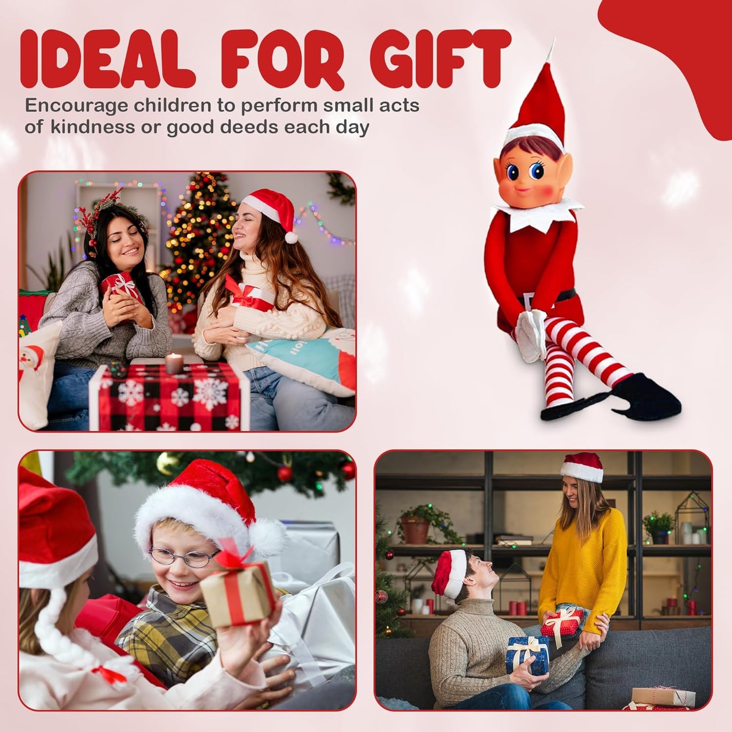Quebec Christmas Mischief Makers - Naughty Santa’s Little Helper Elf Doll with Soft Body & Vinyl Face