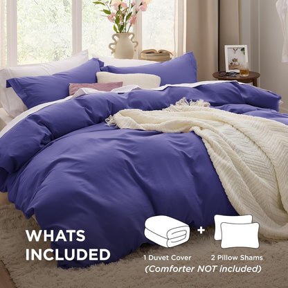 Bedsure King Size Duvet Cover Set - Extra Soft Prewashed Cotton-Like Polyester in Skipper Blue | 3 Pieces with Zipper Closure