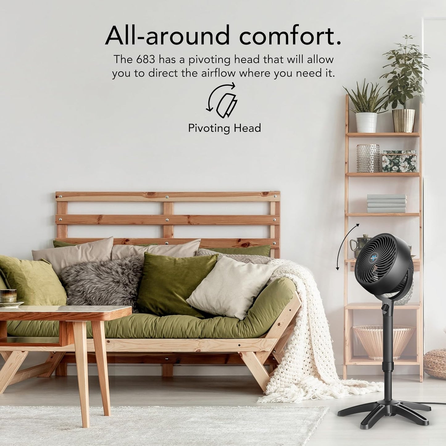 Vornado 683 Pedestal Fan - 3-Speed Adjustable Height (32-38 in) for Powerful Whole Room Circulation - Black