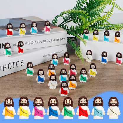 Skiennix 120PCS Mini Jesus Figurines - Colorful Tiny Religious Gifts for Easter Egg Stuffers