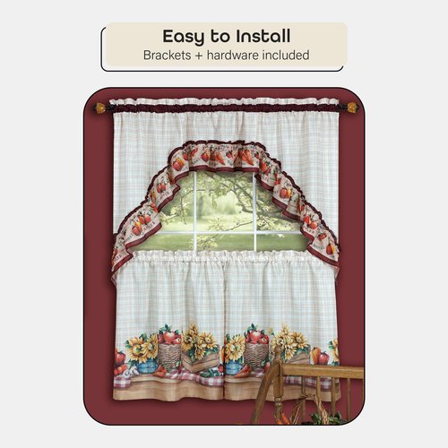 Decorative Window Curtain Rods with Finials, 48 to 86 Inches, 0.75 Diameter - Camino Lincroft - Lightweight & Easy to Install, Adjusts Telescopically to Fit Any Window by Achim Home Decor