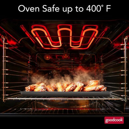 GoodCook Nonstick Carbon Steel Baking Pan & Wire Rack Set - 15” x 10.5” | Perfect for Pizza, Bacon & More