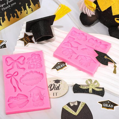 FYSUIMU Graduation Bow Fondant Molds - 2 Pack Silicone Molds for Baking & Party Decor