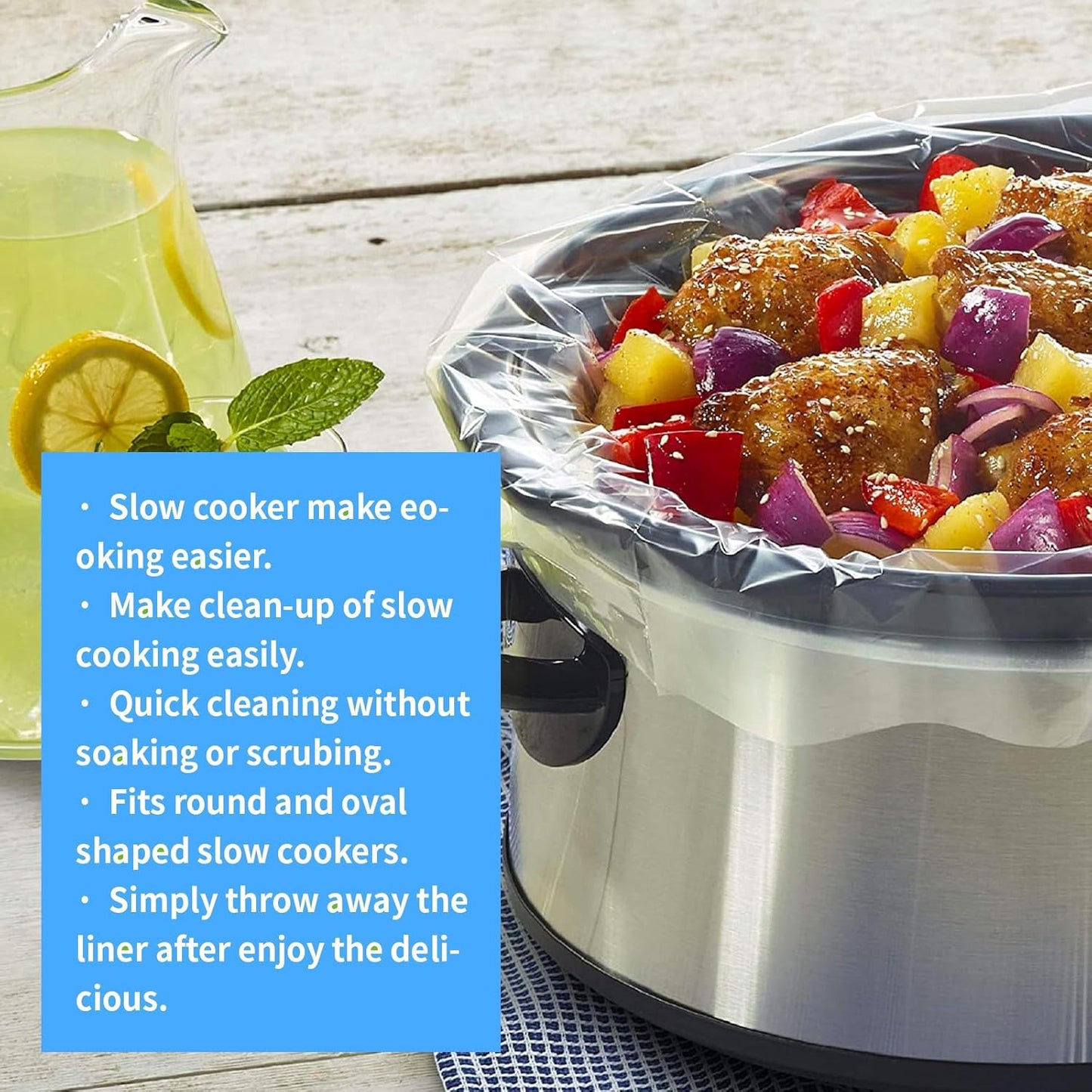 Skiennix Slow Cooker Liners - Disposable Cooking Bags for 1QT to 3QT Pots - 16 Count
