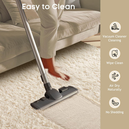 Ophanie 7x10 Area Rugs for Living Room, Upgrade Non-Slip Fluffy Soft Large Shag Bedroom Carpet, Ivory Big Indoor Thick Nursery Rug, Carpets for Boy and Girls Room Dorm Home Decor Aesthetic