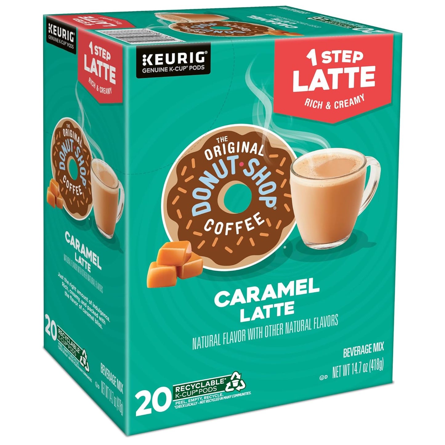Original Donut Shop Caramel Latte K-Cup Pods - One-Step Brewing, 20 Count