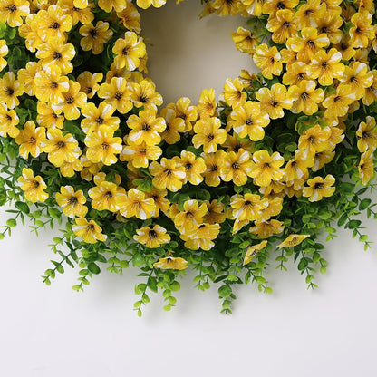 Starry Sky Morning Glory Wreath by 26" - Faux Eucalyptus Flower Decor for Spring & Summer | Yellow
