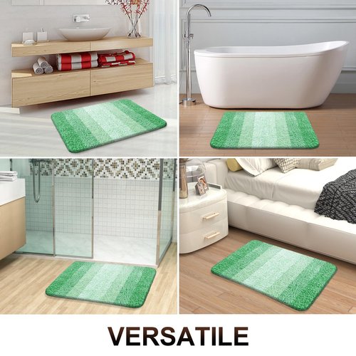 OLANLY Bathroom Runner Rugs 47x17, Extra Soft Absorbent Microfiber Bath Rugs, Rubber Backing, Quick Dry, Machine Washable Bath Mats for Bathroom Floor, Tub and Shower, Home Decor Accessories, Green