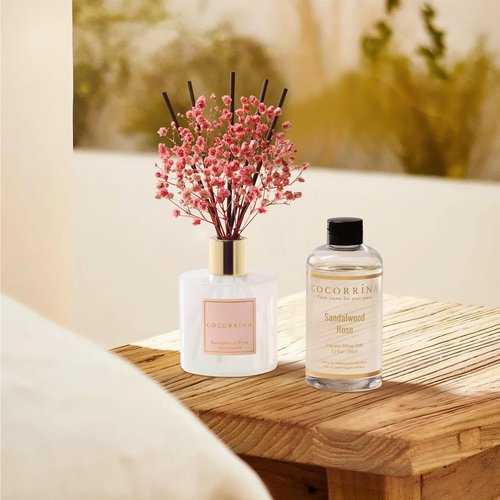 COCORRÍNA Reed Diffuser Refill - Sandalwood Rose 6.7 Fl. Oz with 8 Sticks for Lasting Fragrance