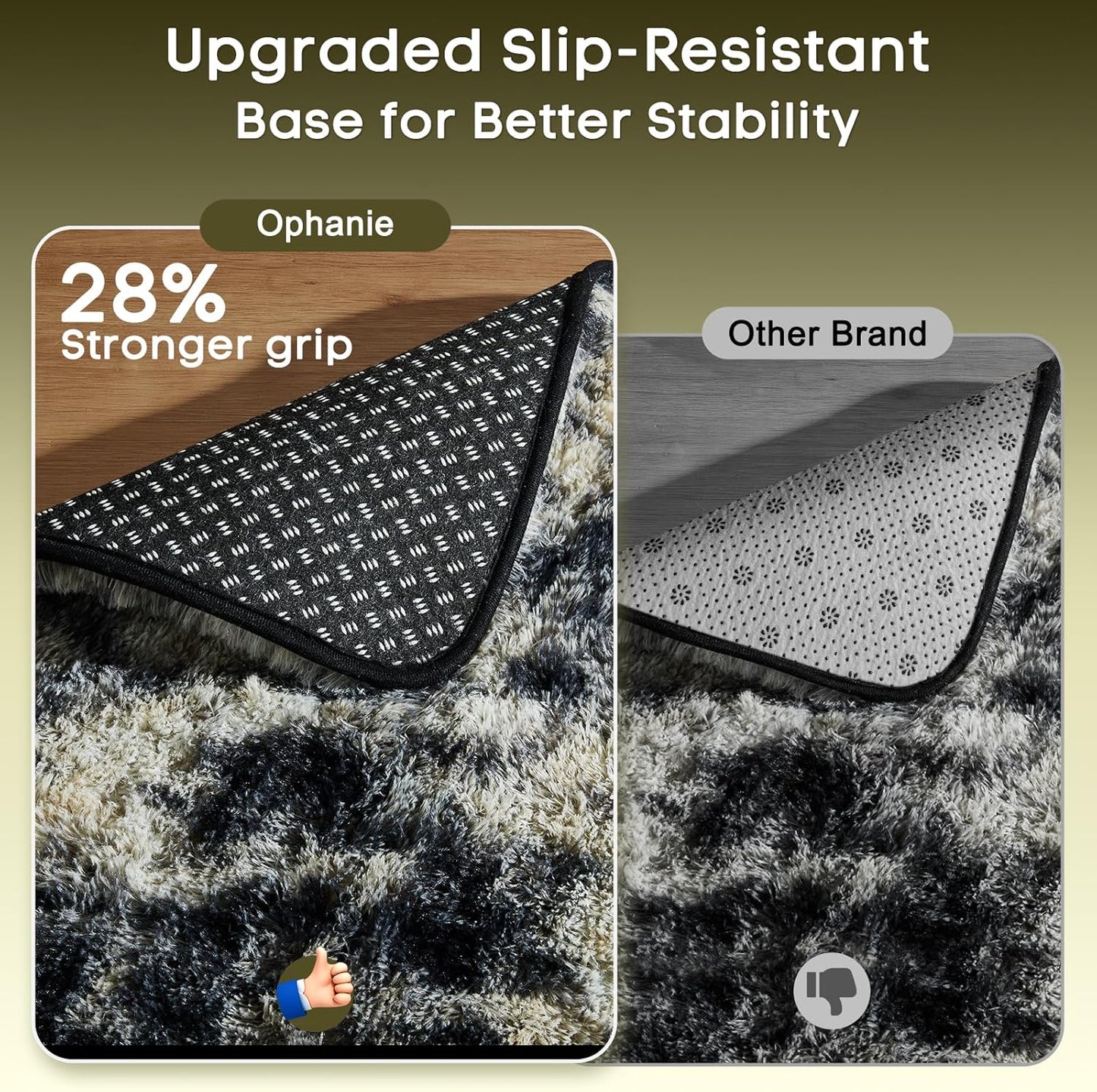 Ophanie Area Rug - Fluffy Black, Gold & Grey Shag Carpet for Living Room | 5x7 Soft Plush Design
