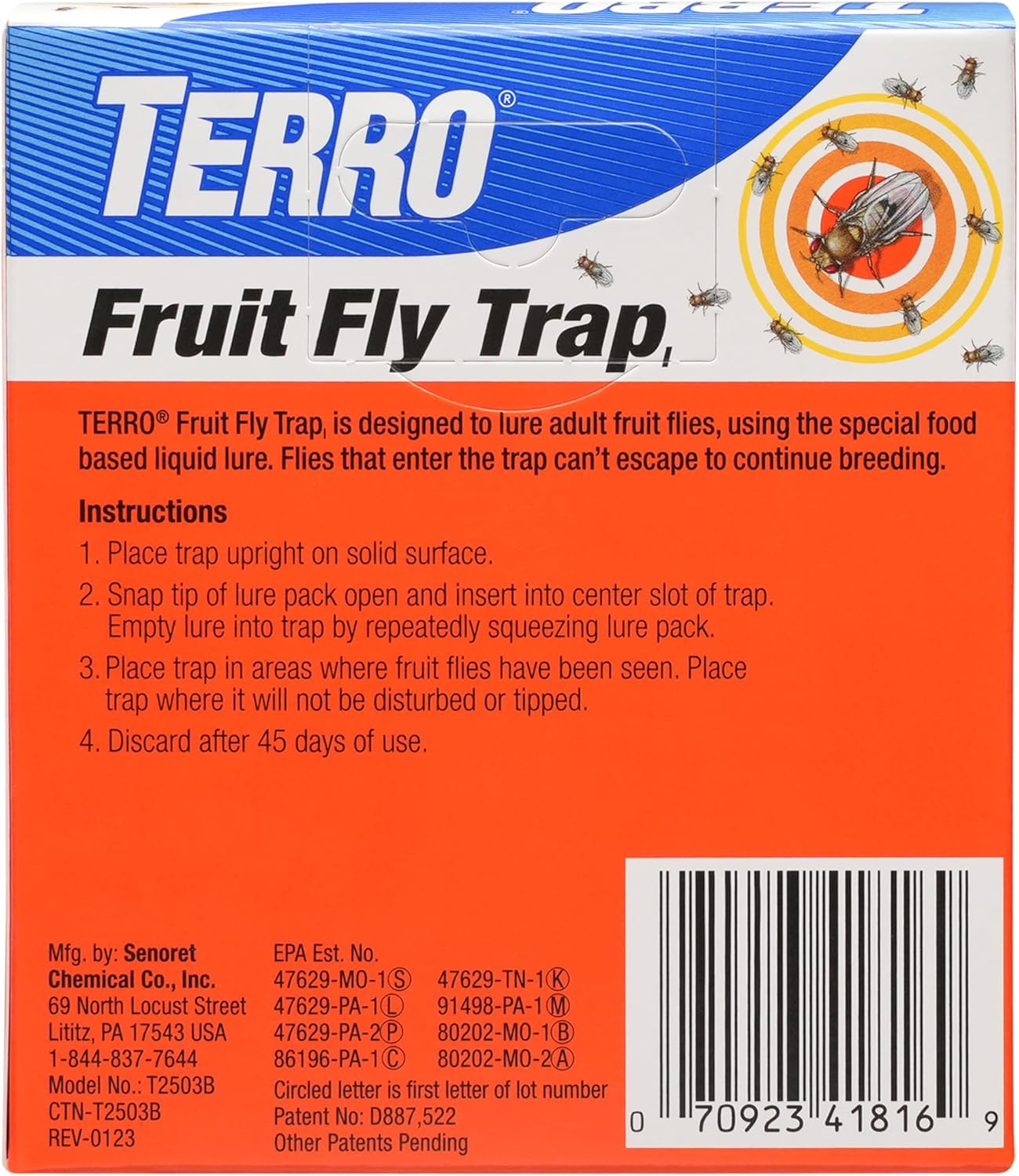 Terro Fruit Fly Traps - Indoor Use | 6 Pack with 270 Days of Lure Supply for Effective Pest Control