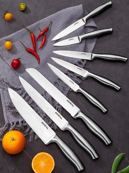 Knife Set, Aiheal 14PCS Kitchen Knife Set with Acrylic Knife Stand, No Rust and Super Sharp Knife Set Stainless Steel in One-Piece Design with Knife Sharpener for Kitchen, Include Steak Knives