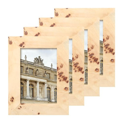 Concepts Set Of 4-4x6 Burl Wood Picture Frames - Natural Wood Finish Picture Frames for Family Photos - Elegant Wallhung Decor in Bulk