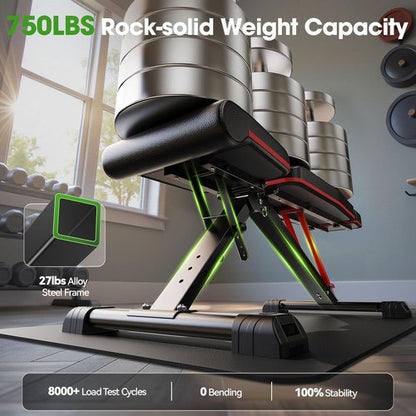 FLYBIRD WB3 Weight Bench Fits up to 6'5'', 750LBS Capacity Adjustable Weight Bench for Full Body Workout, 27LBS Sturdy Foldable Bench Press for Home Gym, 5X Stable Lifting Bench Incline Decline Flat Dumbbell Exercise