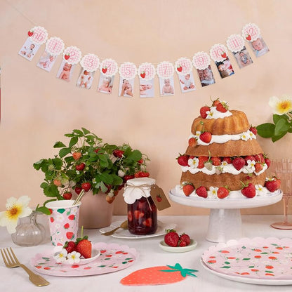 Strawberry Gingham 13-Card Milestone Photo Banner - 0-12 Months, Strawberry-3