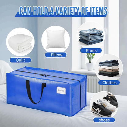 BAGAIL Heavy Duty Moving Bags - Extra Large Storage Totes with Strong Handles | 6 Pack, Blue
