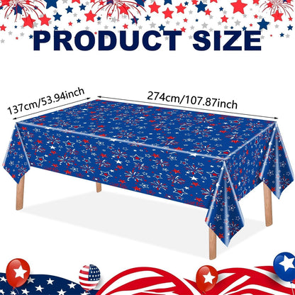 Patriotic American Flag Table Cloths - 2-Pack Disposable Covers for 4th of July | 54x108 Inch