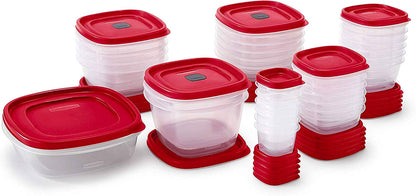 Rubbermaid 60-Piece Food Storage Container Set - Microwave & Dishwasher Safe, Red | Perfect for Meal Prep