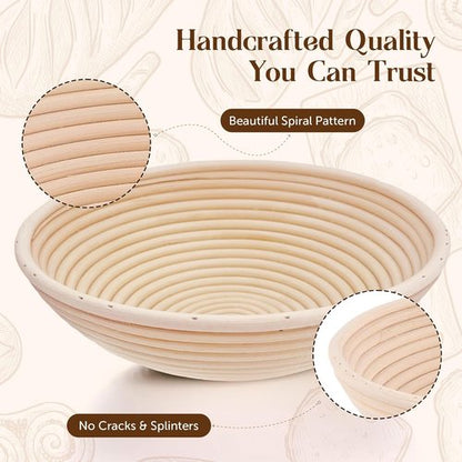 ABIOTO Bread Proofing Baskets - Set of 2 Round 7" Banneton Baskets with Liners for Perfect Sourdough Baking