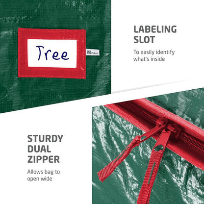 Zober Christmas Tree Storage Bag - Waterproof Protection for 7.5 Ft Trees - Durable Handles & Label Slot - Green