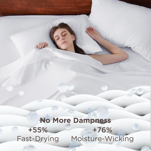 Bedsure Deep Pocket Queen Sheets Set - Soft & Cooling 4-Piece Bed Sheets for 21-Inch Mattresses | Moisture-Wicking, Easy Fit, White