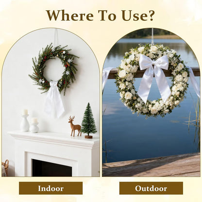 Regine Switzerland White Satin Blank Sash - Perfect for Wedding Embroidery & Holiday Decor | 2 Pieces