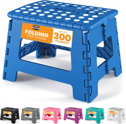 Utopia Home Folding Step Stool - 9-Inch Anti-Slip Collapsible Design - Supports Up to 300 lbs - Blue