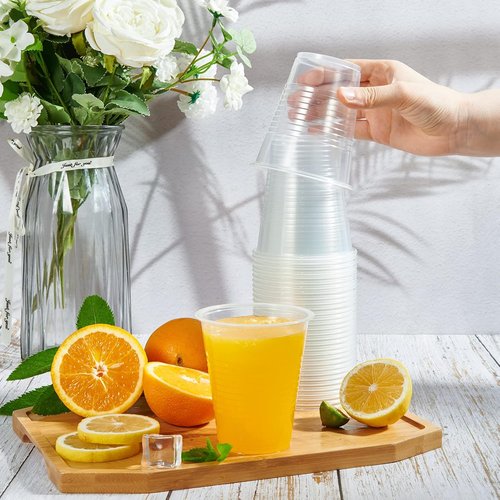 Lilymicky 300 Pack Clear Plastic Cups - 12 oz Disposable Drinking Cups for Parties & Events