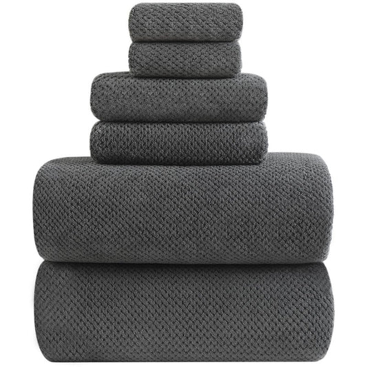 YTYC Towels, 39x78 Inch Oversized Bath Sheets for Adults Luxury Extra Large Bath Towels Sets of 6 Super Soft Shower Towels for Bathroom Microfiber 80% Polyester(Charcoal Grey,6 Piece)
