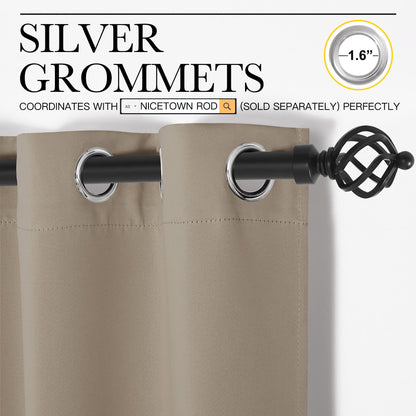 NICETOWN Taupe Blackout Curtains 78" Long for Office, 55" Wide, 2 Pieces, Dining Room, Guest Room, Sound Reducing Heat and Cold Block Curtain Panels for Modern Room Decorative