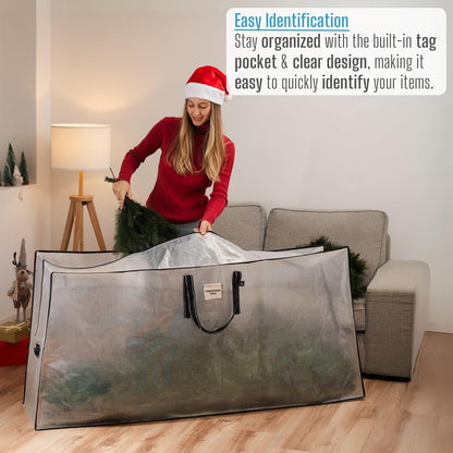 VENO Clear Christmas Tree Storage Bags - Heavy Duty 9 Ft Capacity with Zipper & Durable Handles | 2 Pack