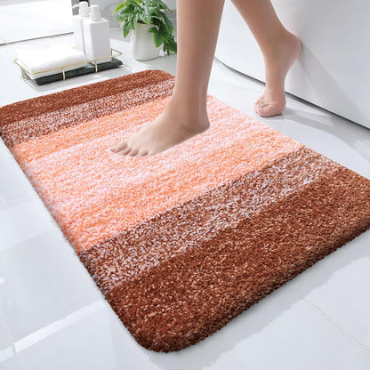 OLANLY Bath Rugs Mat - Extra Soft Microfiber, Quick Dry, Machine Washable | 24x16 Inches, Orange