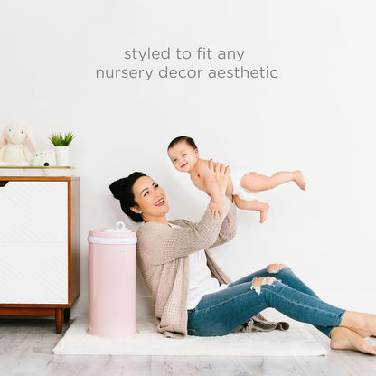 Ubbi Steel Diaper Pail - Odor Locking Design, No Special Bags Needed | Award-Winning, Blush Pink