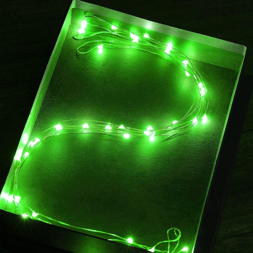 Ariceleo Mini Fairy Lights - Battery Operated Copper Wire String Lights | 2 Pack, 16ft Green for St. Patrick's Day & Decor