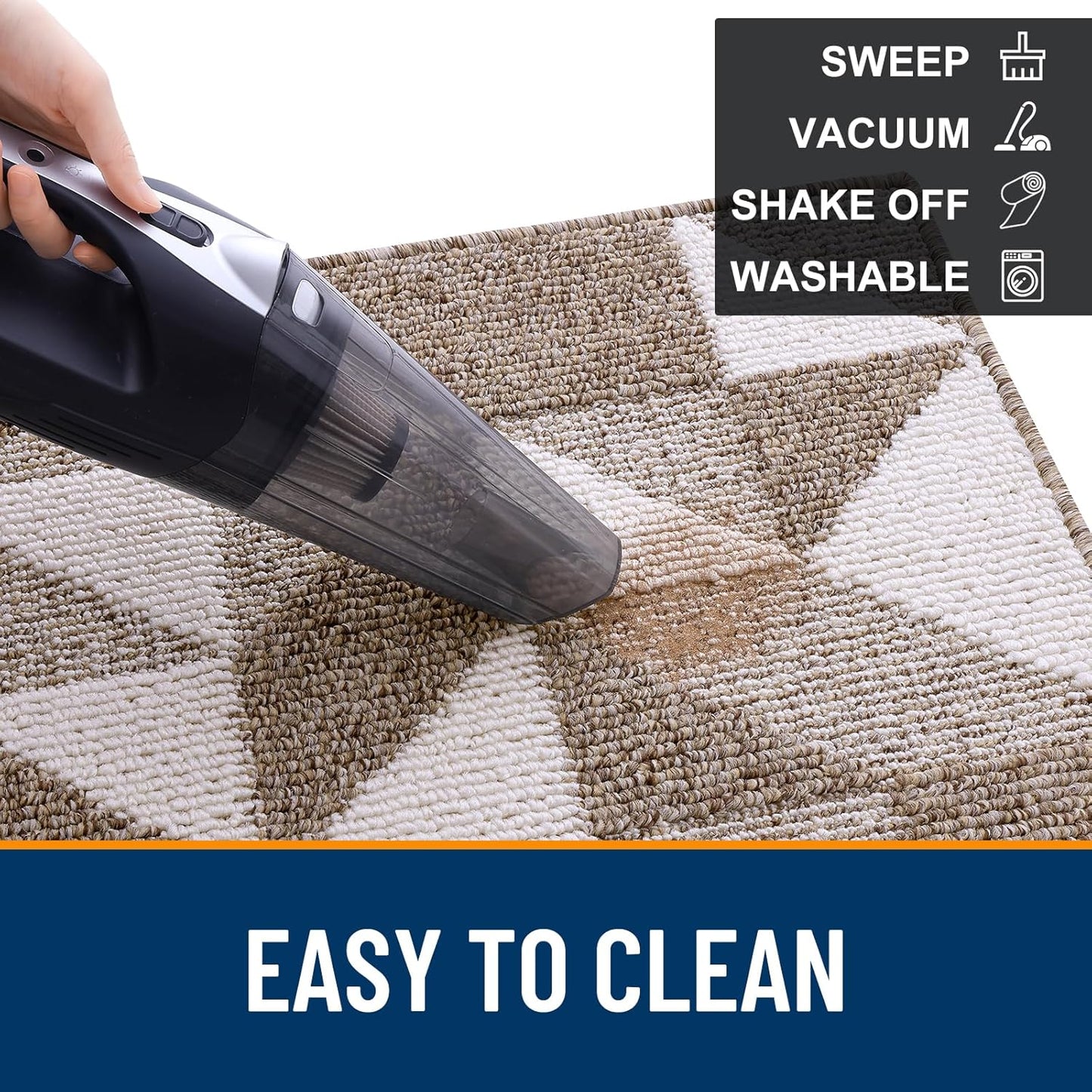 OLANLY Indoor Door Mat - Washable, Odor-Free, Low-Profile Geometric Design | 32x20, Brown