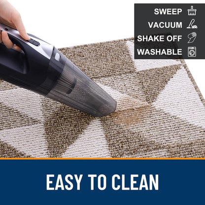 OLANLY Indoor Door Mat - Washable, Odor-Free, Low-Profile Geometric Design | 32x20, Brown