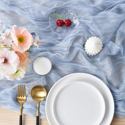Joanlody Blue Cheesecloth Table Runner - Rustic 10Ft Boho Decor for Weddings & Showers