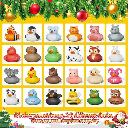 Advent Calendar - 24-Day Christmas Countdown with Rubber Duck Bath Toys for Kids | Perfect Holiday Gift